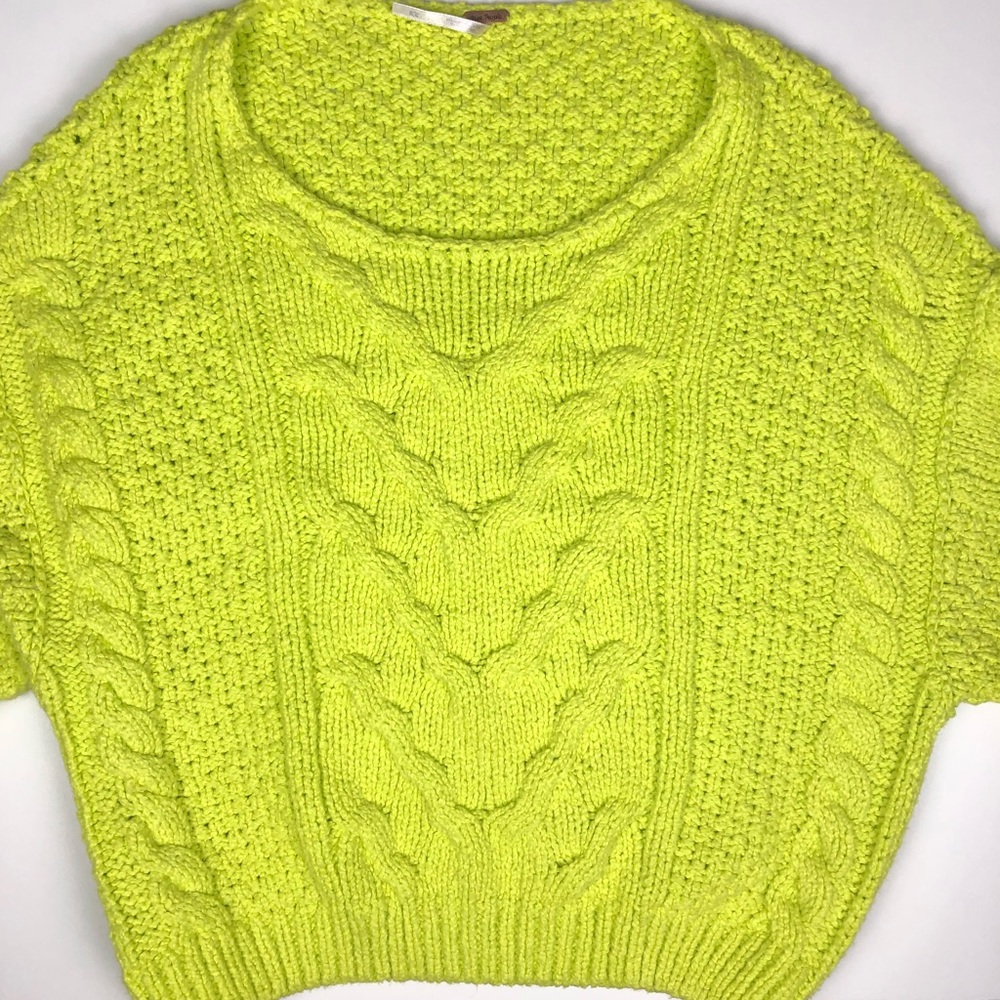 Free People Neon Yellow Cable Knit in Size M